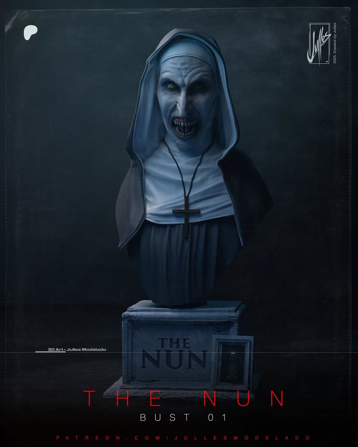 The Nun Possessed Bust | Horror Fanart | Handmade Resin Bust